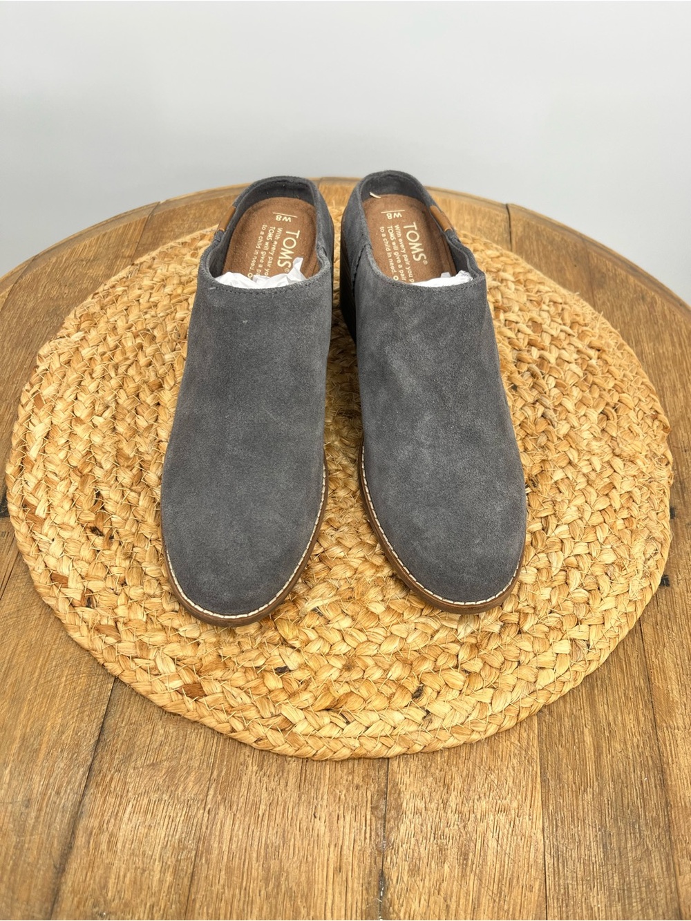 Toms "Leila" suede mules. Size 8. New without box.